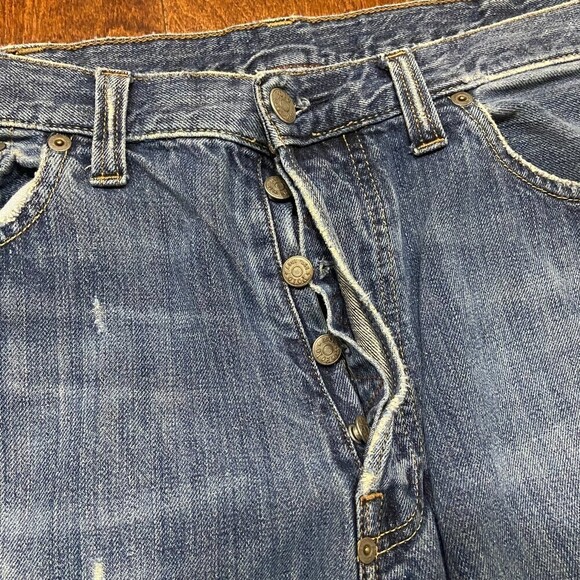 Polo Ralph Lauren Vintage Distressed Denim Blue Jeans Men's Size 36 - Picture 7 of 8
